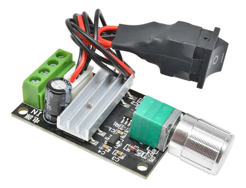 Controlador De Velocidade Pwm 6 A 28v Com Chave De Rotação