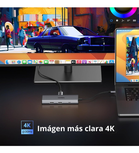 Hub Usb-c 7 En 1 Cm498 Ugreen 2 Usb-a, 2 Usb-c, 1 Hdmi 4k/60