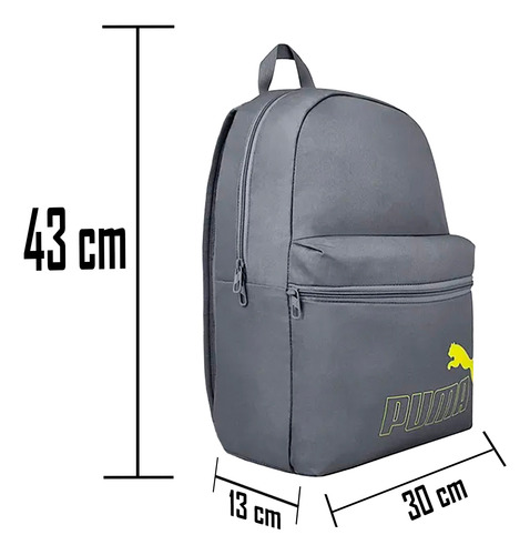 Mochila Puma Phase Gris Deportiva Casual Escolar Correas Ajustables Cómodas Cierre Compartimento Amplio Bolsillo Frontal Y Lateral Juvenil Unisex 22lt