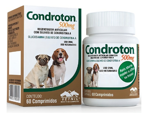Combo 3un Condroton 500mg 60 Comprimidos Cada - Vetnil