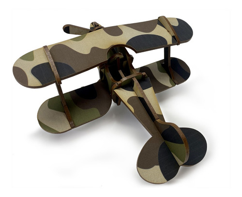 Quebra Cabeça 3d - 2 Aviões Biplanos Camuflados