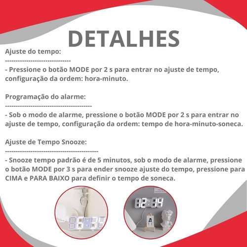Relogio De Mesa E Parede Digital Led Com Data Alarme