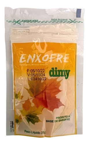 Enxofre Dimy 900g, 30 Envelopes C/ 30 G Cada + 5un De Brinde