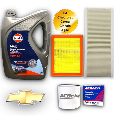 Kit Service 4l Aceite 15w40 Y Filtros Corsa Agile Classic