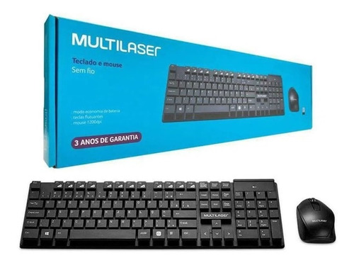 Kit Teclado E Mouse Sem Fio Usb 1200dpi Abnt2 Multilaser