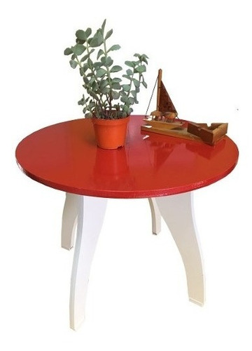 Imagem 4 de 6 de Mesa Mesinha Canto Centro Redonda 50x40 Cm Com Mdf Colorido