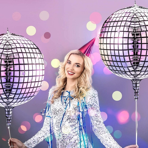 Imagen 7 de 9 de Globo Bola Discoteca 56cm Efecto Espejo 4d Metalizado P