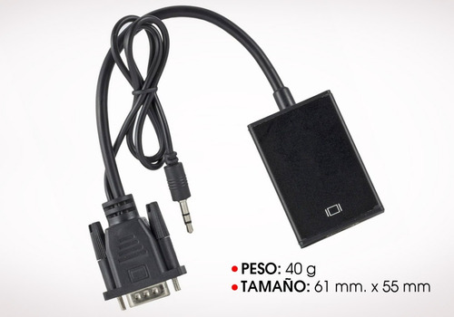 Conversor Vga A Hdmi Con Audio Adaptador Cable Tv Hd 1080p