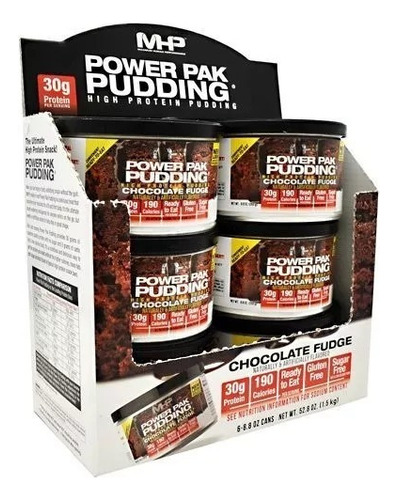 Power Pak Pudding 6 Unidades - Mhp Sabor Chocolate Fudge