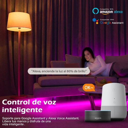 Imagen 5 de 9 de Foco Inteligentes Wifi Rgbcw 10w Para Alexa Google Assistant
