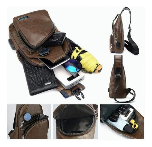 Bolso Bandolera Antirrobo Para Hombre Con Puerto De Carga