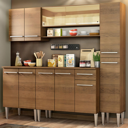 Cocina Integral Completa Modular Madesa Emilly Sky 201cm 04 Color Marrón