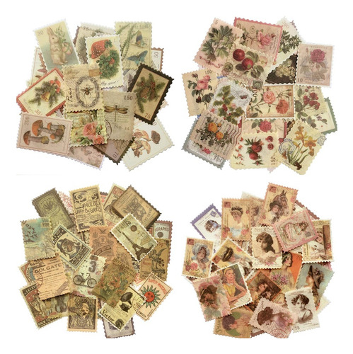 480 Pegatinas De Sellos Postales Vintage, Aesthetic Botanica