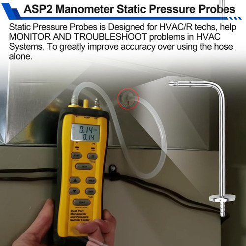 Sondas De Presión Estática Asp2 Manómetro Hvac Tubo Pitot 40