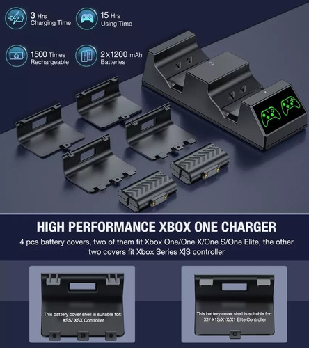 Imagen 5 de 6 de Dock Base De Carga Con 2 Baterías Control Xbox Series / One