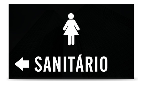 Placa De Acrílico Banheiro Feminino Com Seta Esquerda Uv