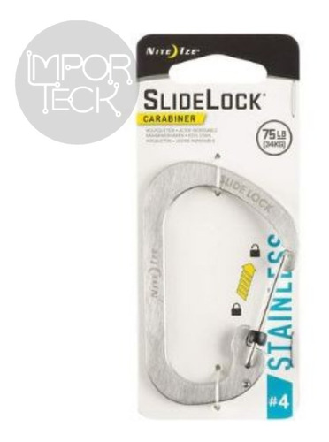 Mosqueton Slidelock 4 Cap. 34 Kg. Nite Ize Gris - Importeck