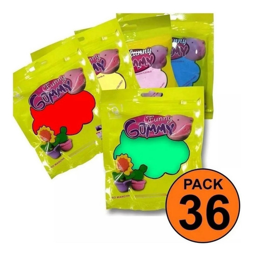 Masa Flexible Slime No Toxico Funny Gummy Goma Eva Pack 36