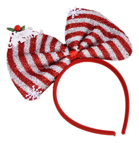 Diadema Con Lazo Navideño, Adorno Para Raya Roja Y Blanca