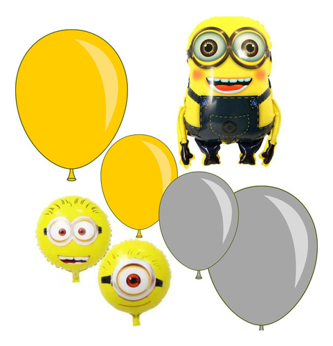 Set De Globos Minions Paquete Con 9 Globos Amarillo Minions