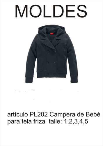Moldes En Carton Para Campera De Bebé Para Tela Frisa 1,2,3,4,5