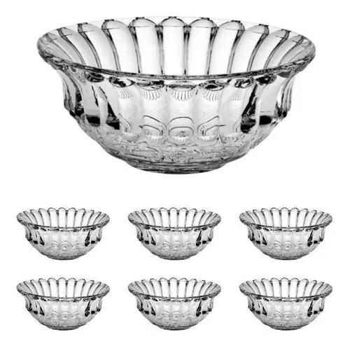 Conjunto 1 Tigela 1,4ml 6 Bowls 245ml Konia- 7 Vidro Transparente