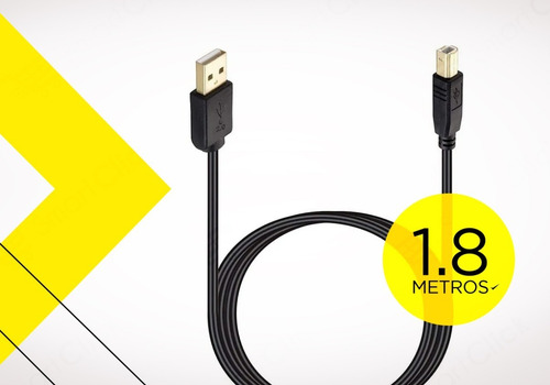 Imagen 2 de 10 de Cable Usb Impresora A B Para Hp Epson Multifuncion 1.8 Mts
