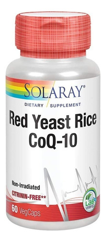 Arroz De Levadura Roja Coq10 Solaray 60 Capsulas Vegetales Sabor Neutro