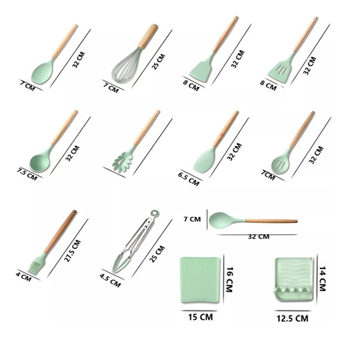 Set De Utensilios De Silicona, Cucharones Espátula 13 Piezas