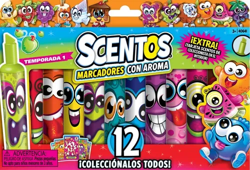 Set De 12 Marcadores Finos Biselados Con Aroma Scentos