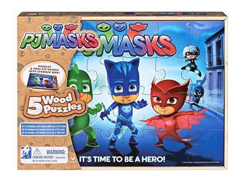 Paw Patrol Pj Masks 5 Rompecabezas De Madera En Caja De Alma