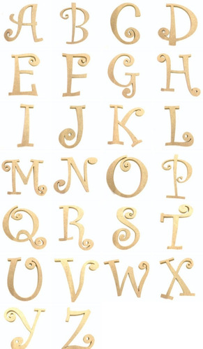 Letras De Mdf Tipografia Curls De 20 Cm Altura X 12 Mm