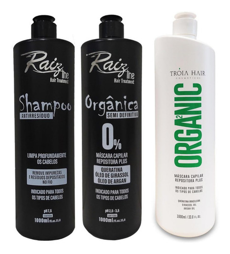 Imagem 1 de 9 de Progressiva Orgânica Raiz Line + Orgânica Troia Hair É Kit