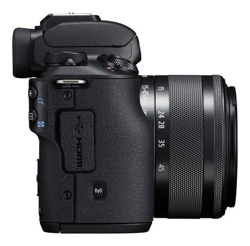 Canon EOS M Kit M50 + lente 15-45mm IS STM + lente 55-200mm IS STM sin espejo color negro