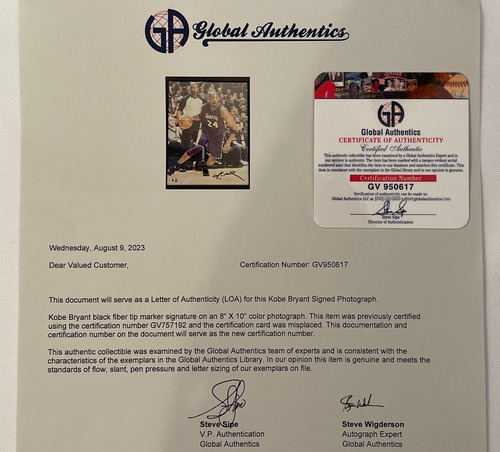 Autografo Kobe Bryant Foto Autografiada Firmada Certificado (Usado)