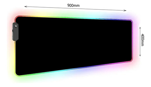 My Tapete Gamer Color Negro Con Luz Rgb Para Mouse 90 X 40