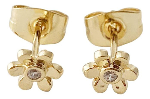 Pendientes Pequeños En Oro De Cristal Con Forma De Flor De G