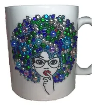 Comprar Tazas Decoradas Con Pedrería Fina Con Diseños Variados.