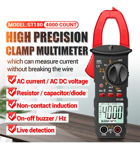 Pinza Amperimétrica Digital Ncv Tester Aneng St180 De 4000 C