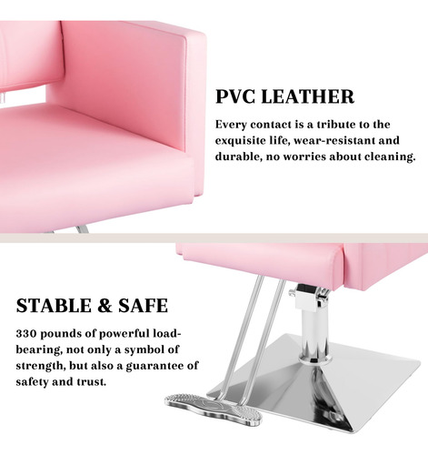 Silla De Salón Rosa Giratoria Con Respaldo Ajustable Rosado/plateado Tipo De Respaldo Forma De La Base