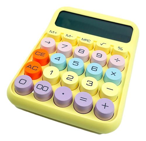 Calculadora de 12 dígitos a color para oficina y escuela, botón de color amarillo Gdr