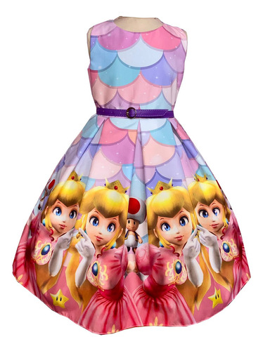 Vestido Rotondo Para Niñas De Mario Bros, Princesa Peach -rj