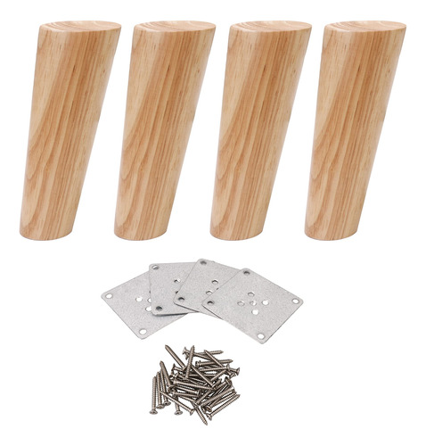 4pcs Patas De Sofá 6 Pulgadas Madera Oblicuo Cónico Muebl.