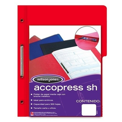 Folder Con Broche Accopress T/oficio C/10pzs Color Rojo