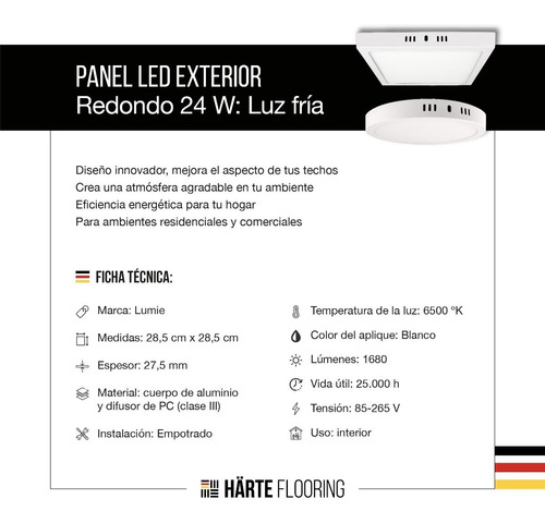 Plafon Led 24w X2 Techo Aplicar Lampara Redondo Luz Fria
