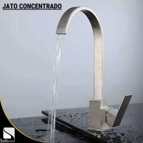 Kit Cuba Gourmet Cozinha 44x44 Inox Com Torneira Monocomando Cor Escovado