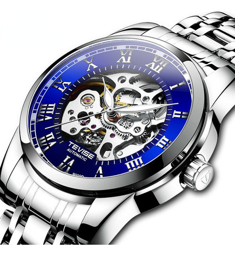 Tevise Relojes Clásicos Y Elegantes Para Hombre T9005d Color Del Bisel Azul Plata