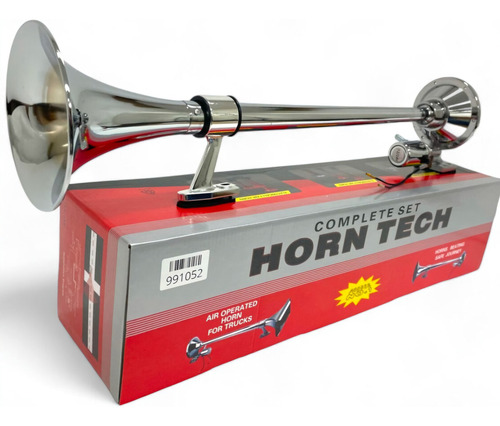 Bocina Corneton Cromado Aire Camion Ómnibus Bi Volt 12 Y 24v