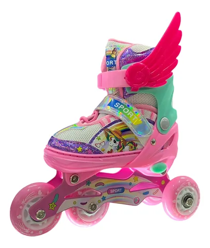 Kit Patines Unicornio De Aprendizaje Y En Línea Con Luces