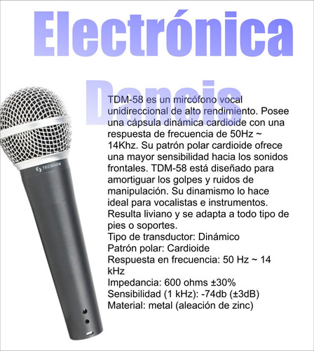 Imagen 2 de 3 de Micrófono Tecshow American Pro Tdm58 De Mano Profesional